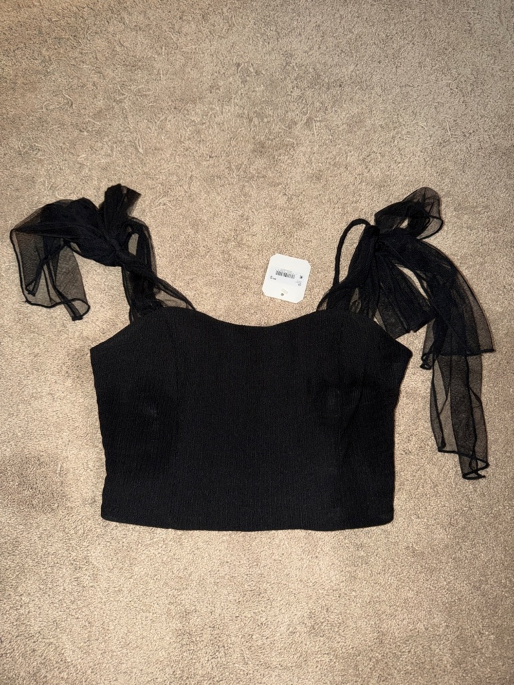 Women’s Altard State Black Tie-Shoulder Crop Top